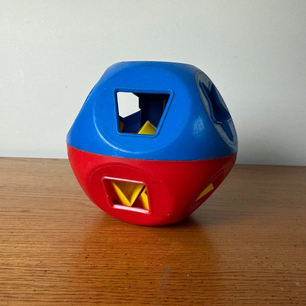 Tupperware Vintage Infant Baby Shape Sorter Toy‎ Red Blue Color Shape Learning